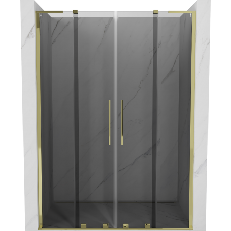 Mexen Velar L Duo stumdomos dušo durys 140 cm, grafitas, auksinės - 871-140-003-42-50