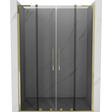 Mexen Velar L Duo stumdomos dušo durys 150 cm, grafitas, auksinės - 871-150-003-42-50
