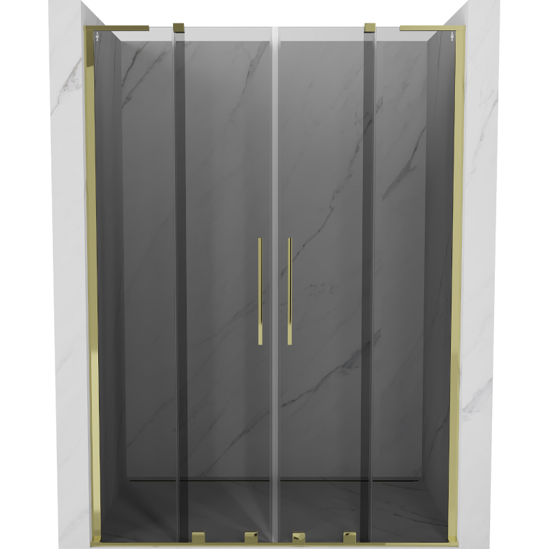 Mexen Velar L Duo stumdomos dušo durys 160 cm, grafitas, auksinės - 871-160-003-42-50