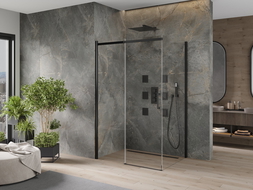 Mexen Omega stiklinė dušo kabina 100 x 90 cm, skaidri, juoda - 825-100-090-70-00