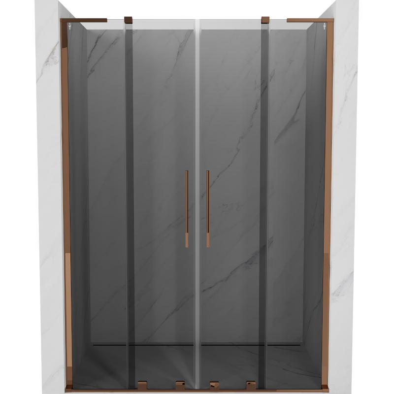 Mexen Velar L Duo stumdomos dušo durys 140 cm, grafitas, rožinis auksas - 871-140-003-42-60