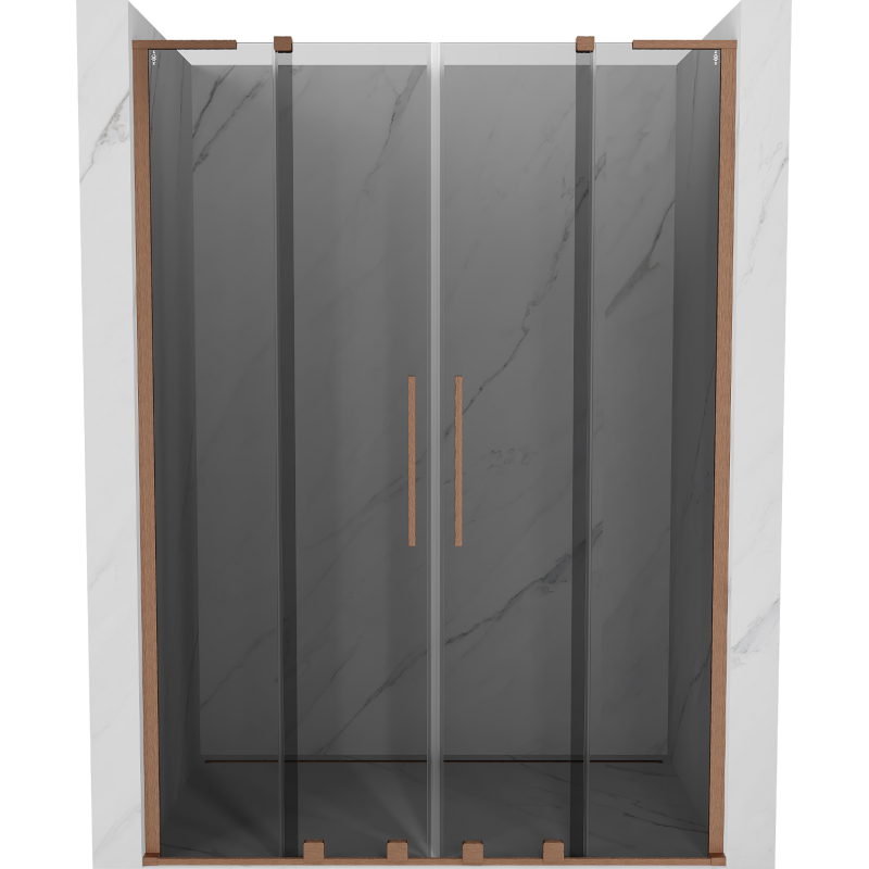 Mexen Velar L Duo stumdomos dušo durys 160 cm, grafitas, šlifuotas varis - 871-160-003-42-65
