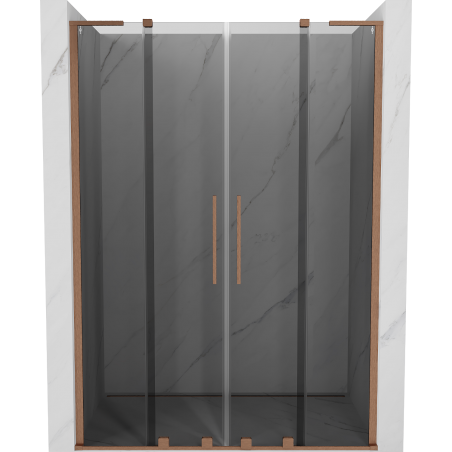 Mexen Velar L Duo stumdomos dušo durys 160 cm, grafitas, šlifuotas varis - 871-160-003-42-65
