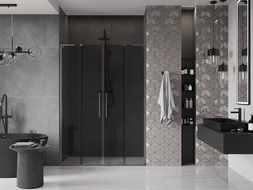 Mexen Velar L Duo stumdomos dušo durys 150 cm, grafitinės, ginklų pilkos spalvos šlifuotas - 871-150-003-42-66