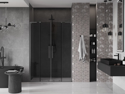 Mexen Velar L Duo stumdomos dušo durys 160 cm, grafitas, šlifuota „gun gray“ - 871-160-003-42-66