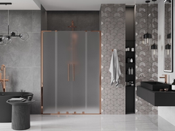 Mexen Velar L Duo stumdomos dušo durys 150 cm, matinės, rožinis auksas - 871-150-003-32-60
