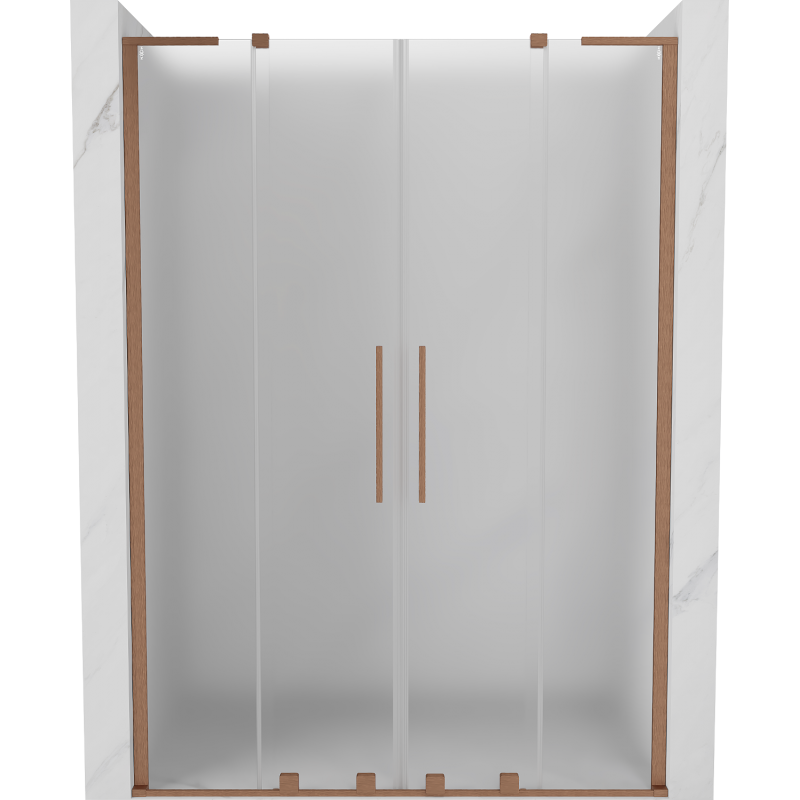 Mexen Velar L Duo stumdomosios dušo durys 150 cm, matinė, šepečiu poliruotas varis - 871-150-003-32-65