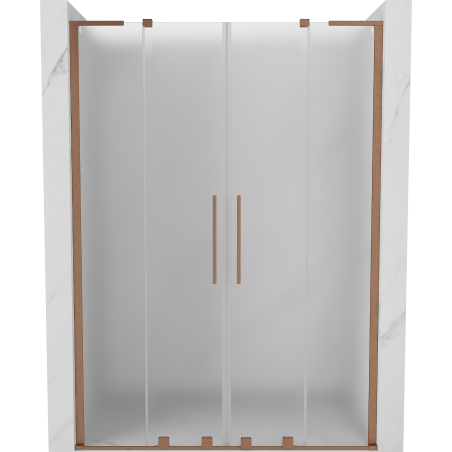 Mexen Velar L Duo stumdomosios dušo durys 150 cm, matinė, šepečiu poliruotas varis - 871-150-003-32-65
