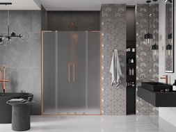 Mexen Velar L Duo stumdomos dušo durys 160 cm, matinės, šlifuotas varis - 871-160-003-32-65