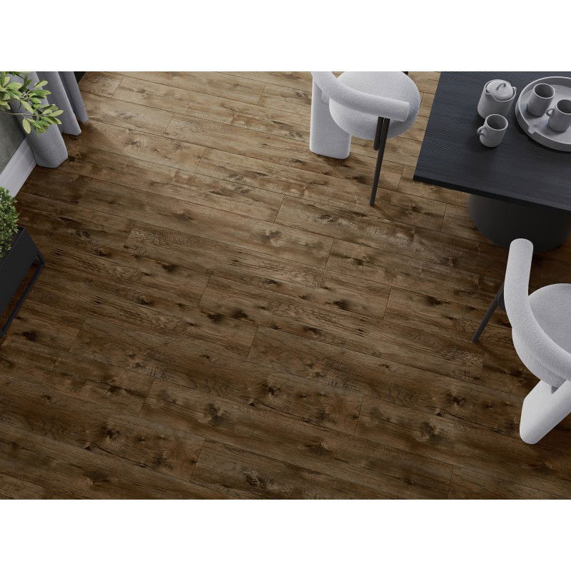 Mexen Orange Beach vinilinių SPC 6,5 mm plokščių pavyzdys, IXPE 1,5 mm pagrindas, 4 V grioveliai, graikinis riešutas