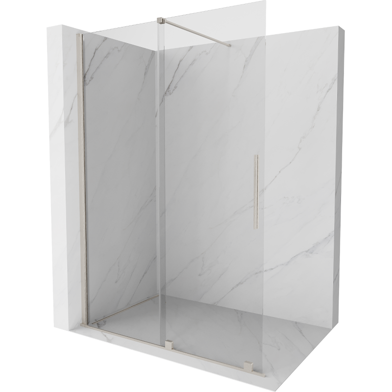 Mexen Velar stumdomoji dušo siena Walk-in 140 x 200 cm, skaidri 8 mm, šlifuotas nikelis - 871-140-000-03-97