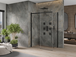 Mexen Omega stumdoma dušo kabina 140 x 80 cm, Skaidrus, Juoda - 825-140-080-70-00