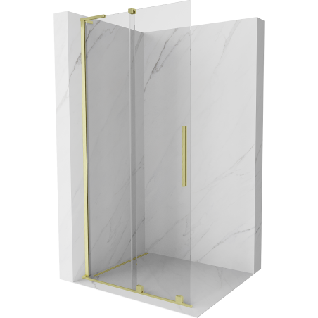 Mexen Velar L slanki dušo pertvara Walk-in 110 x 200 cm, skaidrus 8 mm, auksinės spalvos šepečiu - 871-110-003-03-55