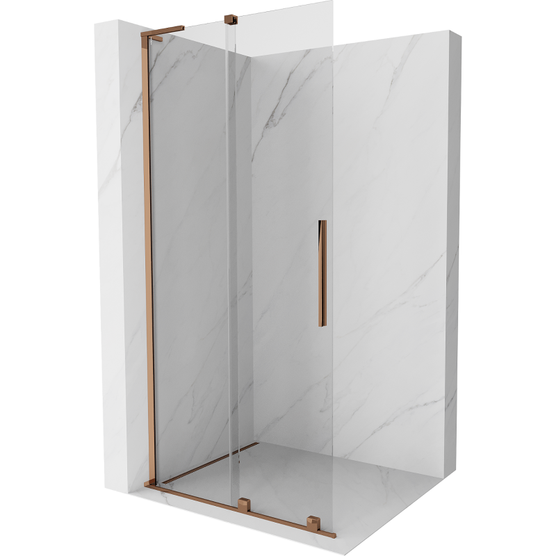 Mexen Velar L stumdomoji dušo siena Walk-in 100 x 200 cm, permatoma 8 mm, rausvas auksas - 871-100-003-03-60