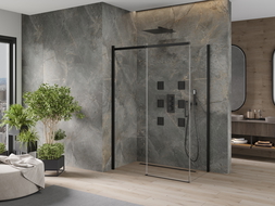 Mexen Omega stumdoma dušo kabina 150 x 80 cm, Skaidrus, Juoda - 825-150-080-70-00