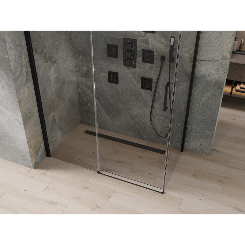 Mexen Omega stumdomoji dušo kabina 160 x 90 cm, permatomas, juoda - 825-160-090-70-00