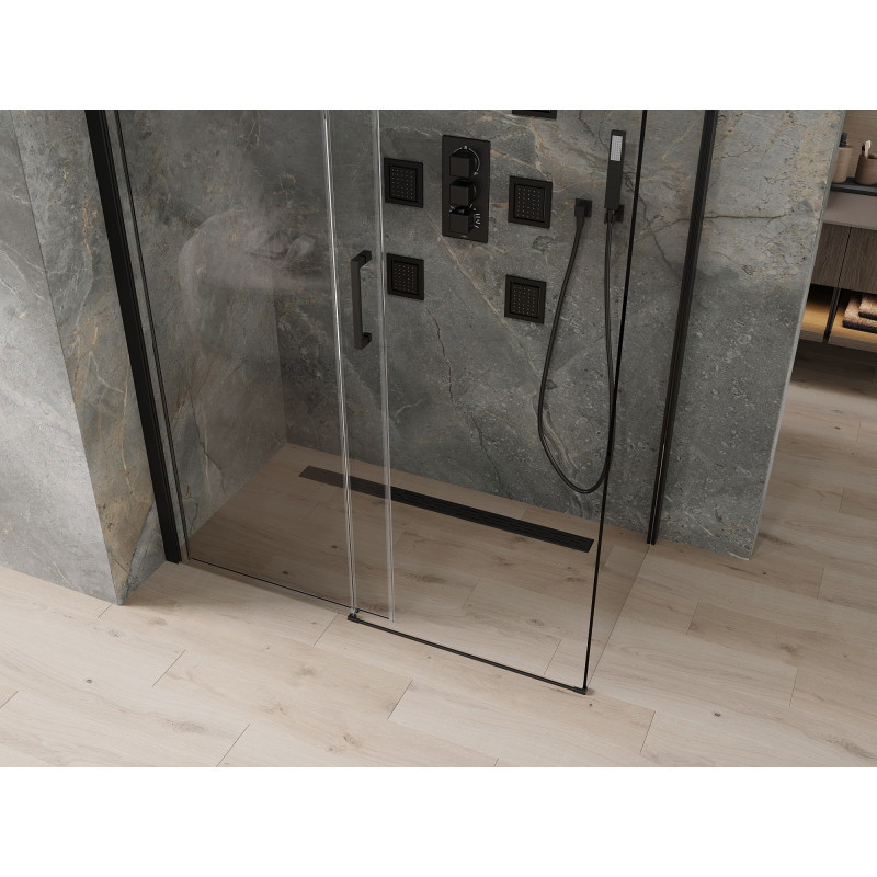 Mexen Omega stumdomoji dušo kabina 160 x 90 cm, permatomas, juoda - 825-160-090-70-00