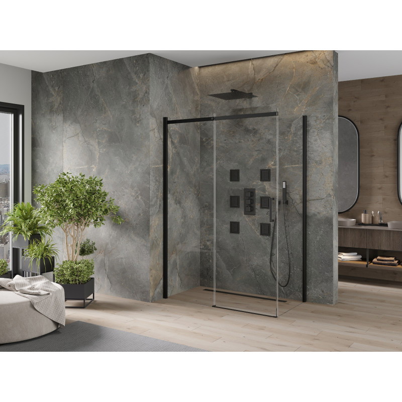 Mexen Omega stumdomoji dušo kabina 160 x 90 cm, permatomas, juoda - 825-160-090-70-00