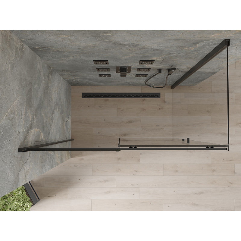 Mexen Omega stumdomoji dušo kabina 160 x 90 cm, permatomas, juoda - 825-160-090-70-00