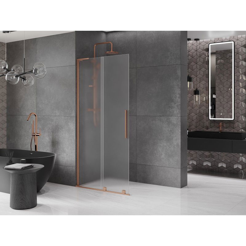 Mexen Velar L slankiojanti dušo siena Walk-in 110 x 200 cm, matinė 8 mm, šlifuota varis - 871-110-003-33-65