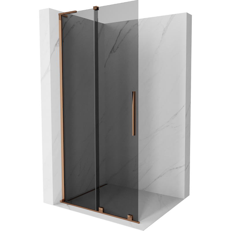 Mexen Velar L slankiojanti dušo siena Walk-in 90 x 200 cm, grafitas 8 mm, rožinis auksas - 871-090-003-43-60