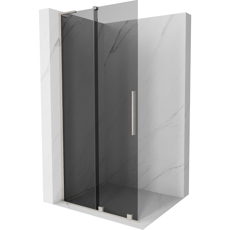 Mexen Velar L slankiojamoji dušo siena Walk-in 90 x 200 cm, grafitas 8 mm, šepečiu nušlifuotas nikelis - 871-090-003-43-97