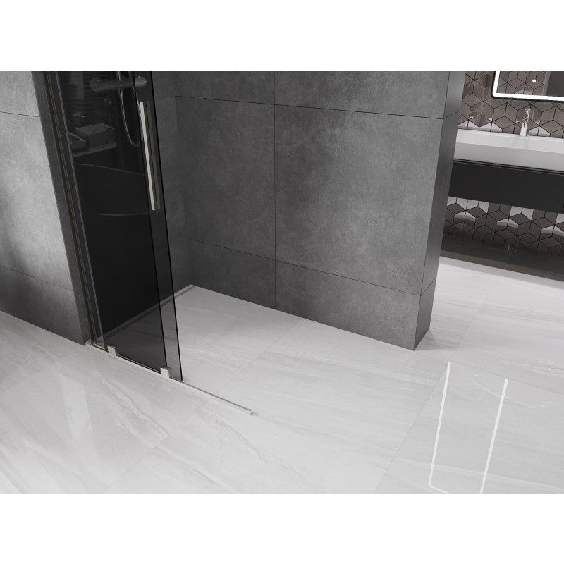 Mexen Velar L stumdomos dušo sienelės Walk-in 110 x 200 cm, grafitas 8 mm, šlifuotas nikelis - 871-110-003-43-97