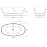 Mexen Eris laisvai pastatoma vonia 180 x 95 cm, balta, baltas persipylimas - 53441809500-20