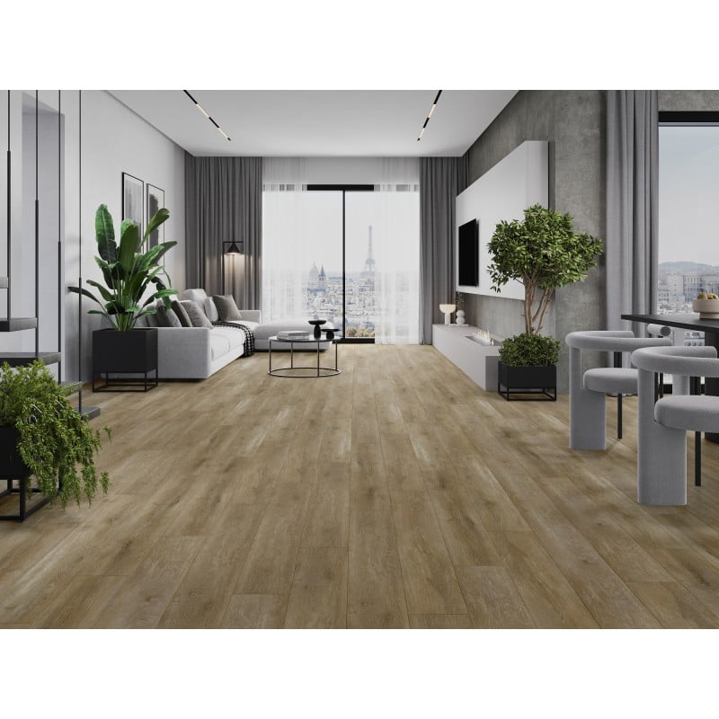 Mexen Clermont vinilinių plokščių mėginys 1240 x 182 mm SPC 6,5 mm, IXPE pagrindas 1,5 mm, 4 V-Fuga, Ąžuolas - F1053-S