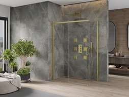 Mexen Omega stiklinė dušo kabina 130 x 70 cm, skaidri, auksinė - 825-130-070-50-00