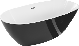 Mexen Eris laisvai pastatoma vonia 180 x 95 cm, balta/juoda, gun gray šepetėliu nupoliruota - 53441809575-66