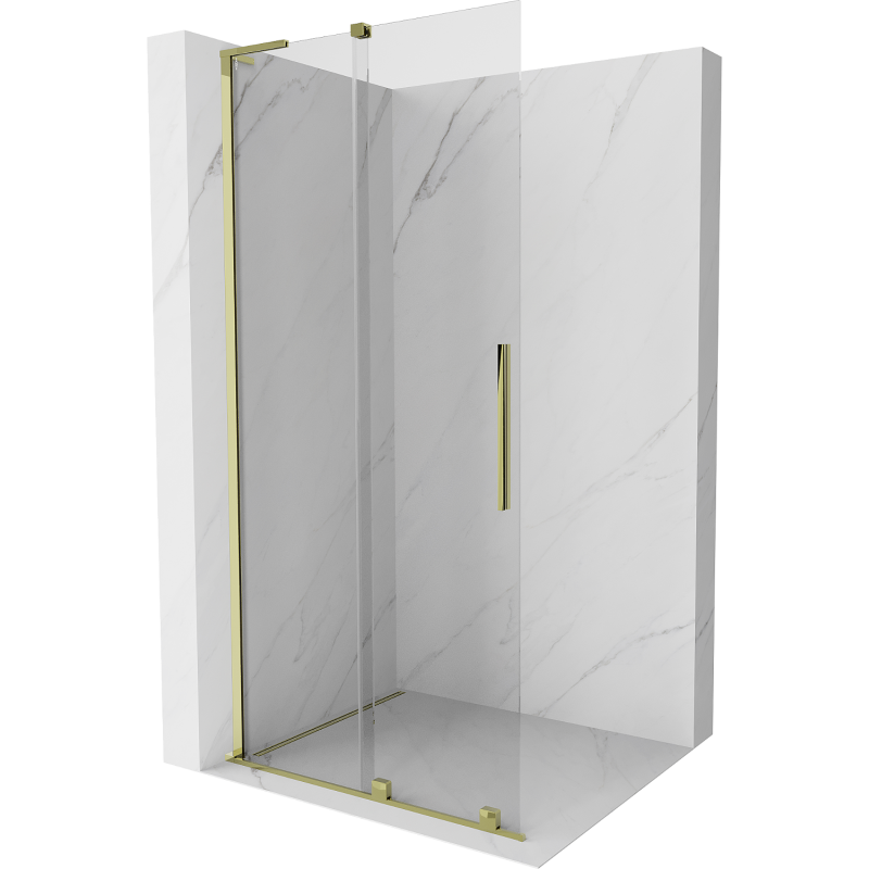 Mexen Velar L veidrodinė dušo sienelė stumdoma Walk-in 100 x 200 cm, skaidri 8 mm, auksinė - 871-100-003-03-50