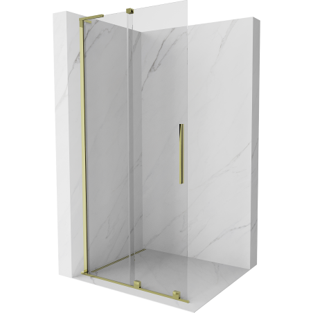 Mexen Velar L veidrodinė dušo sienelė stumdoma Walk-in 100 x 200 cm, skaidri 8 mm, auksinė - 871-100-003-03-50