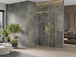 Mexen Omega stumiama dušo kabina 140 x 100 cm, permatoma, auksinė - 825-140-100-50-00