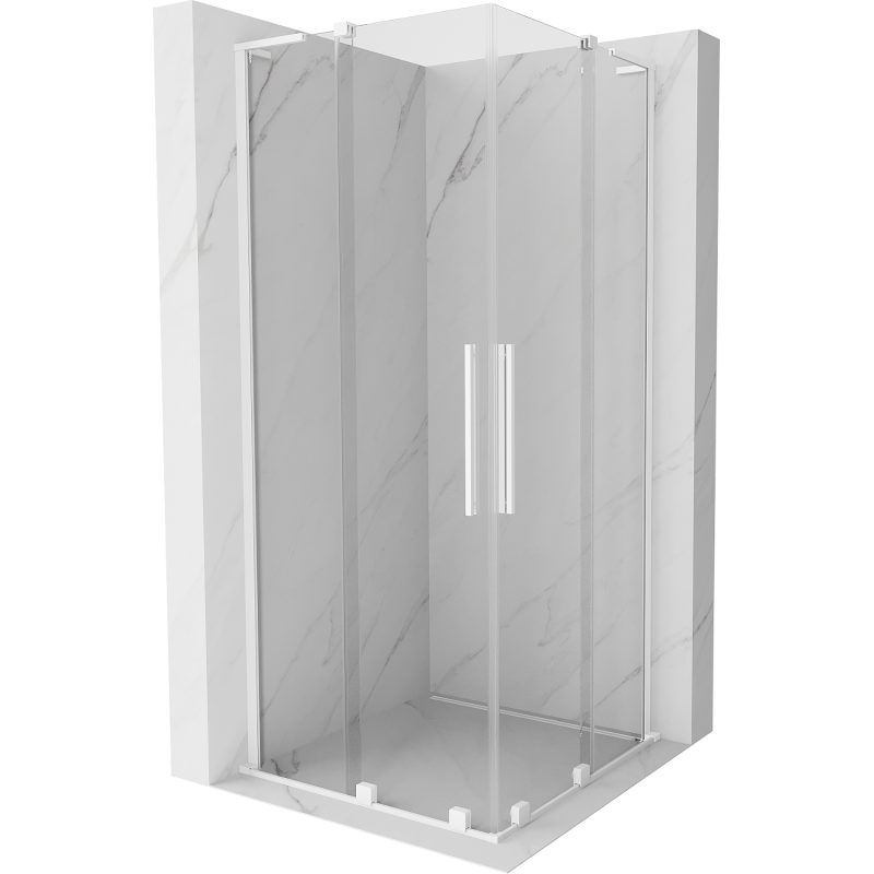 Mexen Velar L Duo stumdomas dušo kabinas 80 x 80 cm, skaidrus, baltas - 871-080-080-02-03-20