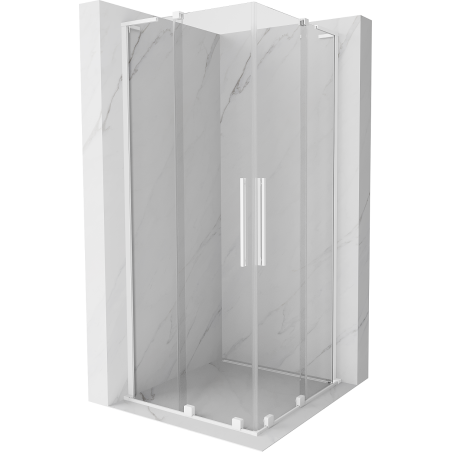 Mexen Velar L Duo stumdomas dušo kabinas 80 x 80 cm, skaidrus, baltas - 871-080-080-02-03-20