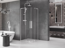 Mexen Velar L Duo dušo kabina 80 x 80 cm, skaidri, balta - 871-080-080-02-03-20