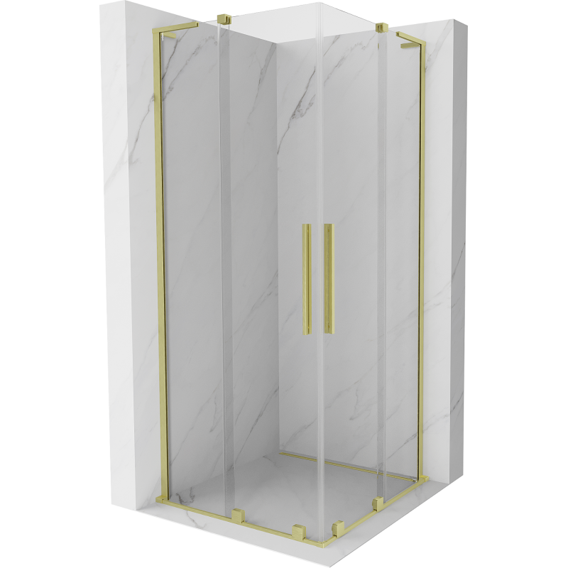 Mexen Velar L Duo slankiojanti dušo kabina 80 x 80 cm, skaidri, šlifuotas auksas - 871-080-080-02-03-55