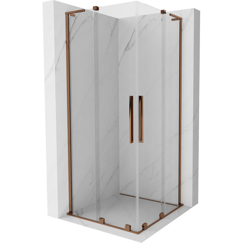 Mexen Velar L Duo stumdomas dušo kabina 80 x 80 cm, skaidri, rožinis auksas - 871-080-080-02-03-60