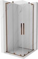 Mexen Velar L Dviguba dušo kabina stumdomomis durimis 80 x 80 cm, permatoma, rožinis auksas - 871-080-080-02-03-60