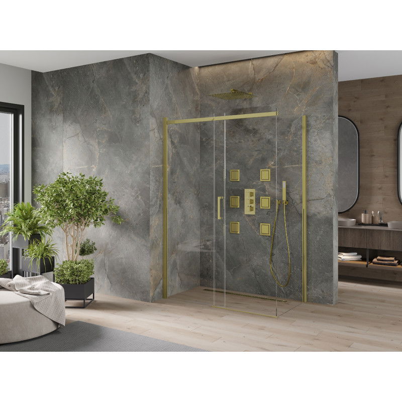 Mexen Omega stumdomas dušo kabinas 140 x 70 cm, permatomas, auksinis - 825-140-070-50-00