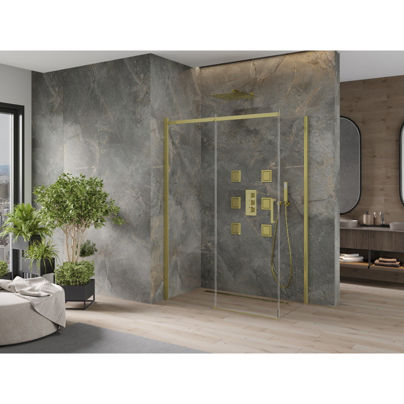 Mexen Omega stumiama dušo kabina 140 x 70 cm, permatoma, auksinė - 825-140-070-50-00