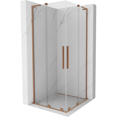 Mexen Velar L Duo slankiojančioji dušo kabina 80 x 80 cm, permatoma, šepečiu poliruota varis - 871-080-080-02-03-65