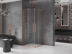 Mexen Velar L Duo slankiojančioji dušo kabina 80 x 80 cm, permatoma, šepečiu poliruota varis - 871-080-080-02-03-65