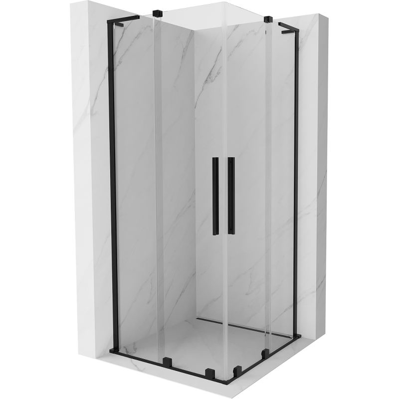 Mexen Velar L Duo stumdomoji dušo kabina 80 x 80 cm, skaidri, juoda - 871-080-080-02-03-70