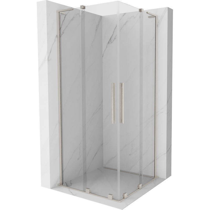 Mexen Velar L Duo stumdomas dušo kabinas 80 x 80 cm, skaidrus, šlifuotas nikelis - 871-080-080-02-03-97
