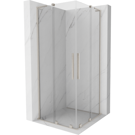 Mexen Velar L Duo stumdomas dušo kabinas 80 x 80 cm, skaidrus, šlifuotas nikelis - 871-080-080-02-03-97