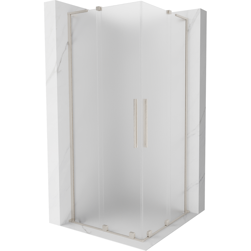 Mexen Velar L Duo stumdomos dušo kabina 80 x 80 cm, matinė, šlifuotas nikelis - 871-080-080-02-33-97