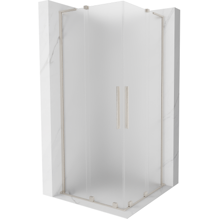 Mexen Velar L Duo stumdomos dušo kabina 80 x 80 cm, matinė, šlifuotas nikelis - 871-080-080-02-33-97