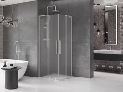 Mexen Velar L Duo stumdomoji dušo kabina 90 x 90 cm, matinė, šlifuotas nikelis - 871-090-090-02-33-97